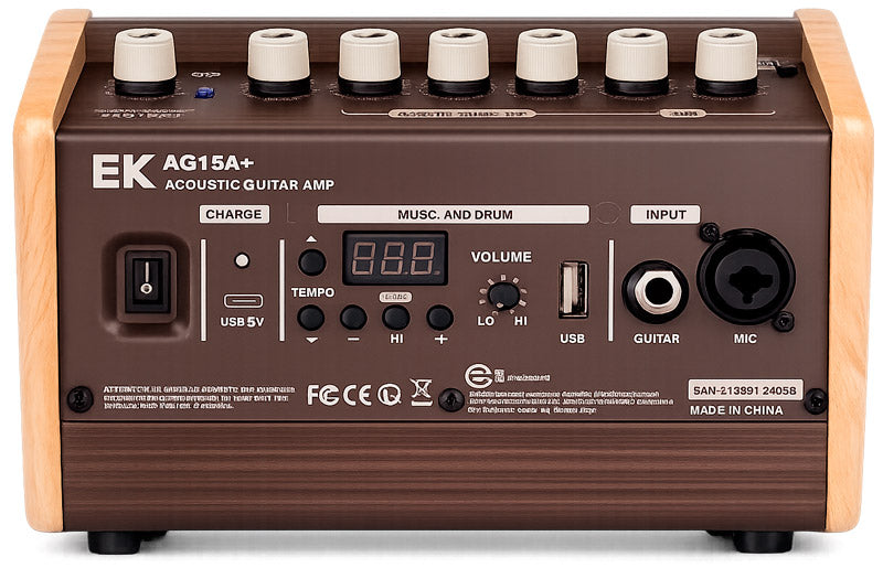 EK Audio AG15A+ Plus Amplificador Guitarra Acústica con Batería 3