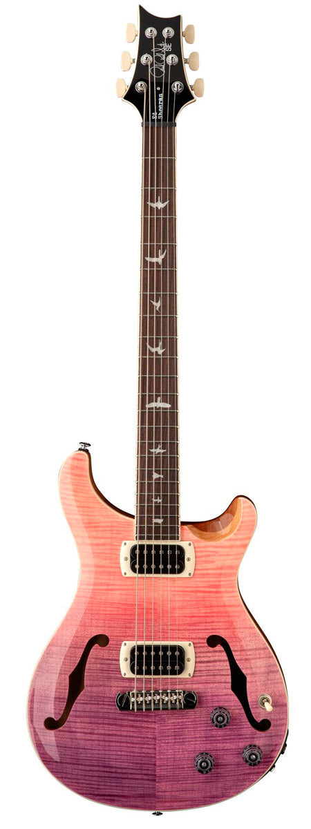 PRS SE Ed Sheeran Flat Back Hollow Body I Piezo Baritone PO Guitarra Eléctrica Pink Ombre 1