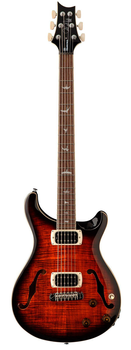 PRS SE Ed Sheeran Flat Back Hollow Body I Piezo Baritone OTS Guitarra Eléctrica Orange Tiger Smokeburst 1