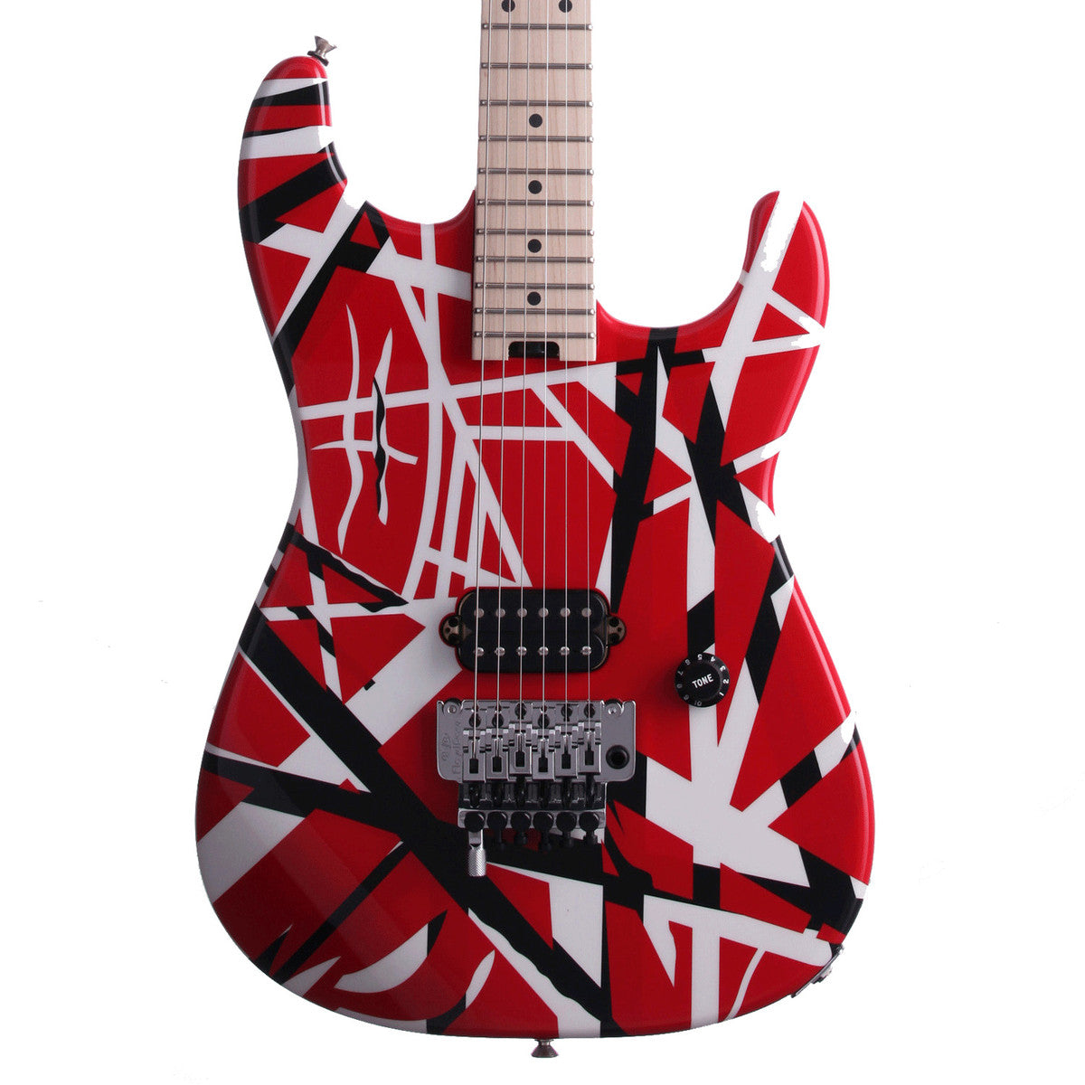 EVH Stripe Series MN Guitarra Eléctrica Red with Black Stripes 4