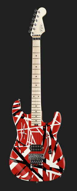 EVH Stripe Series MN Guitarra Eléctrica Red with Black Stripes 10