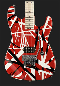 EVH Stripe Series MN Guitarra Eléctrica Red with Black Stripes 12