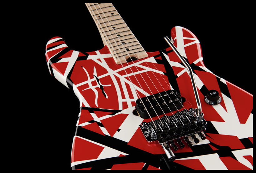 EVH Stripe Series MN Guitarra Eléctrica Red with Black Stripes 16