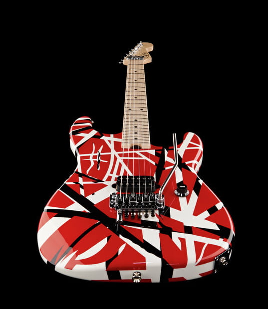 EVH Stripe Series MN Guitarra Eléctrica Red with Black Stripes 20