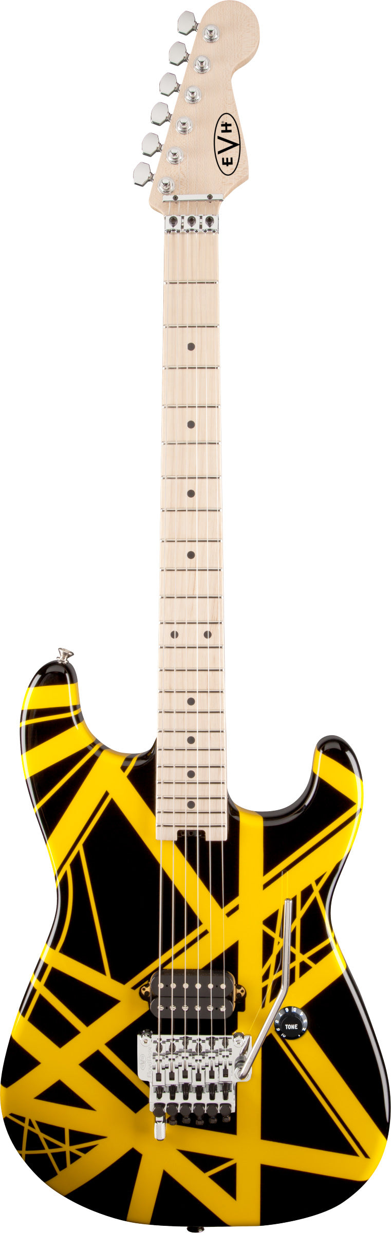 EVH Stripe Series MN Guitarra Eléctrica Black with Yellow Stripes 1