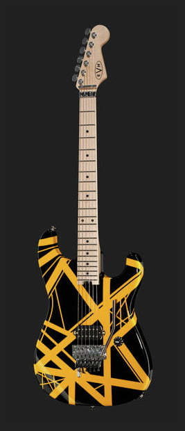 EVH Stripe Series MN Guitarra Eléctrica Black with Yellow Stripes 10