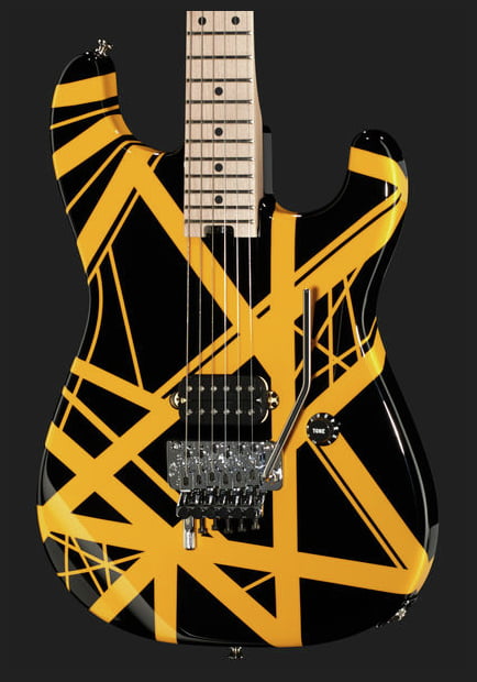 EVH Stripe Series MN Guitarra Eléctrica Black with Yellow Stripes 12