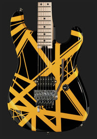 EVH Stripe Series MN Guitarra Eléctrica Black with Yellow Stripes 12