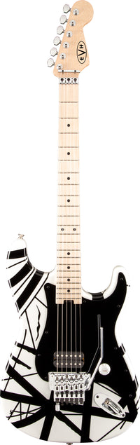 EVH Stripe Series MN Guitarra Eléctrica White with Black Stripes 1