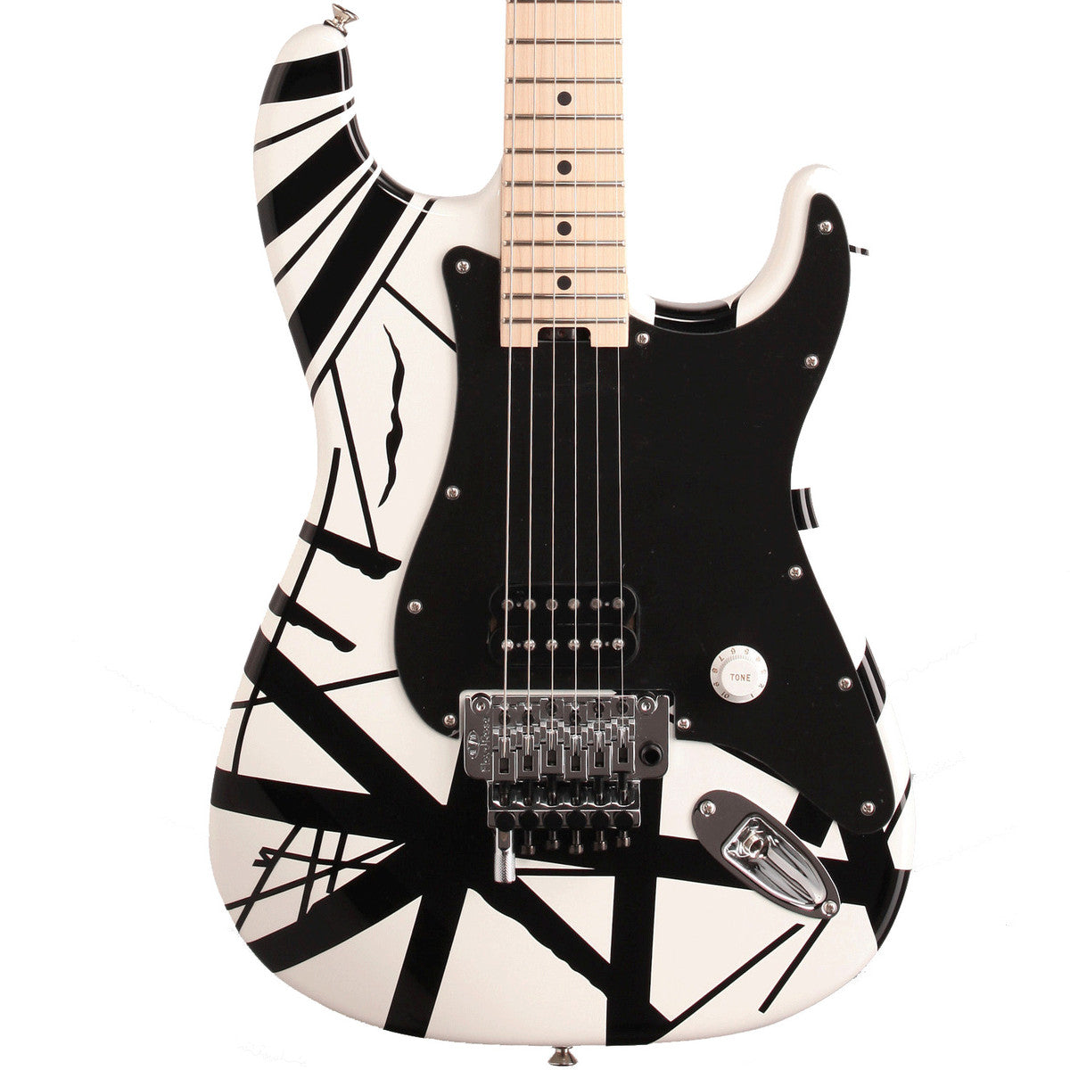 EVH Stripe Series MN Guitarra Eléctrica White with Black Stripes 4