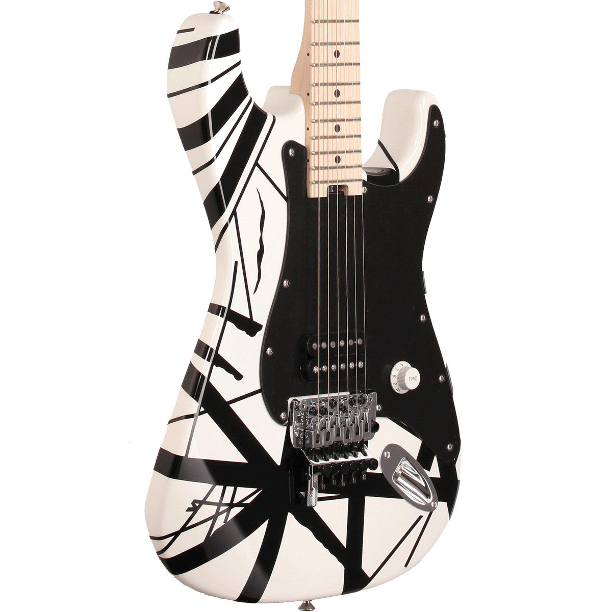 EVH Stripe Series MN Guitarra Eléctrica White with Black Stripes 8