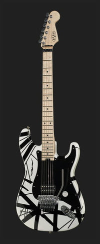 EVH Stripe Series MN Guitarra Eléctrica White with Black Stripes 10