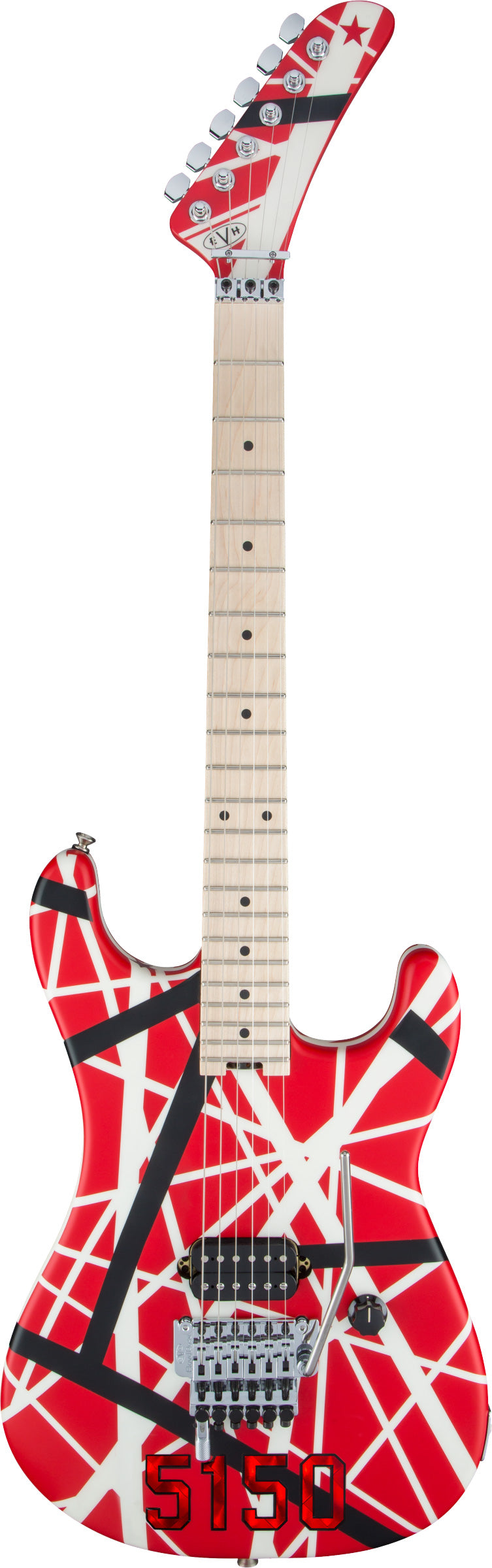 EVH Stripe Series 5150 MN Guitarra Eléctrica Red with Black and White Stripes 1