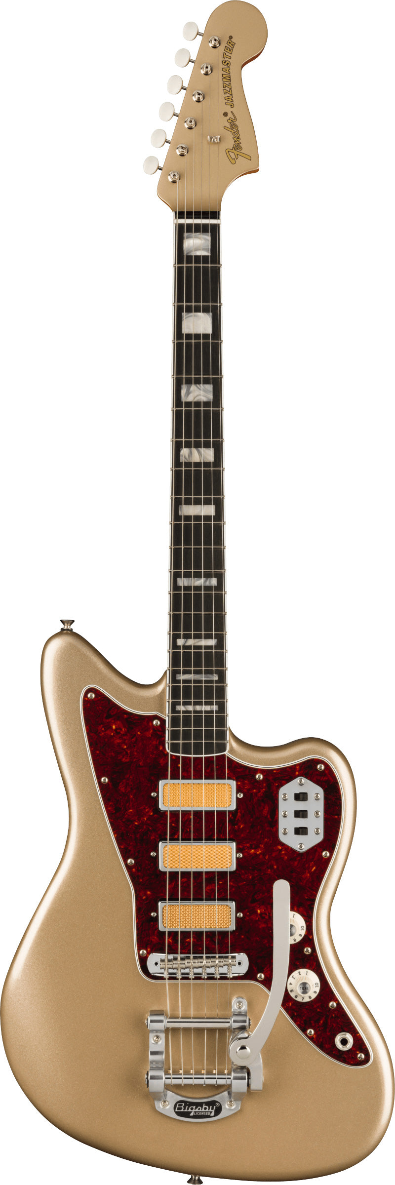 Fender Gold Foil Jazzmaster EB Guitarra Eléctrica Shoreline Gold 1