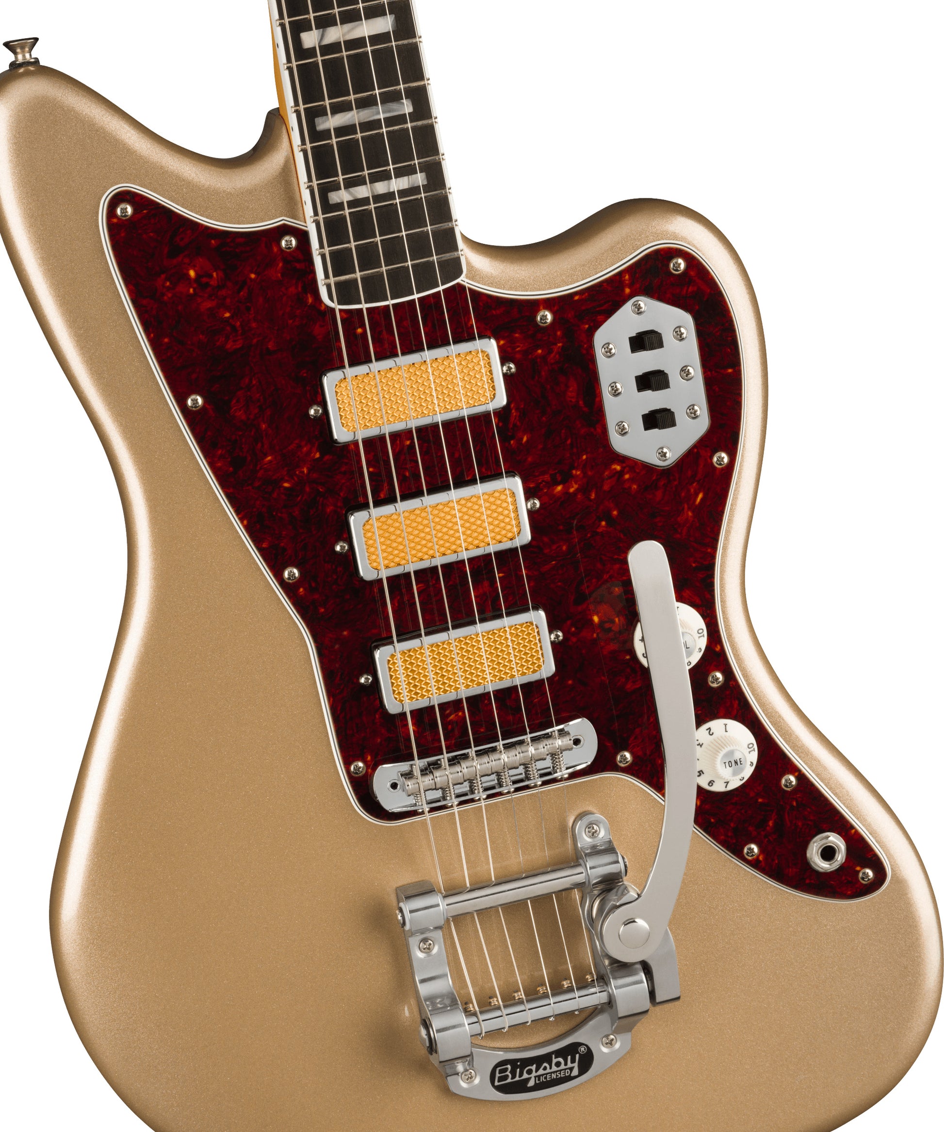 Fender Gold Foil Jazzmaster EB Guitarra Eléctrica Shoreline Gold 4