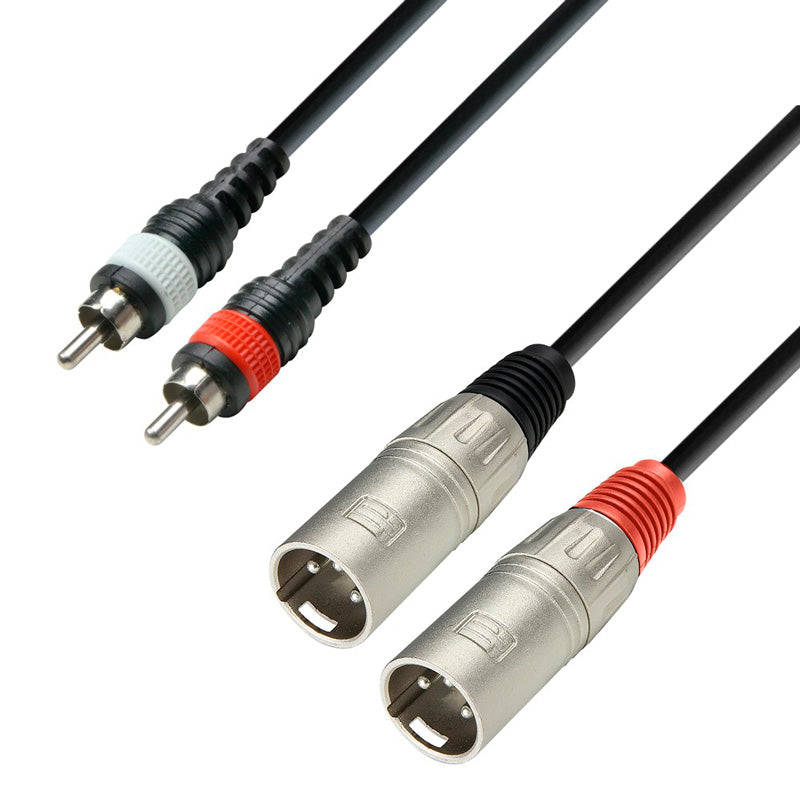 Adam Hall K3TMC0100 Cable de Audio Revestido 2 RCA Macho a 2 XLR Macho 1 Metro 1