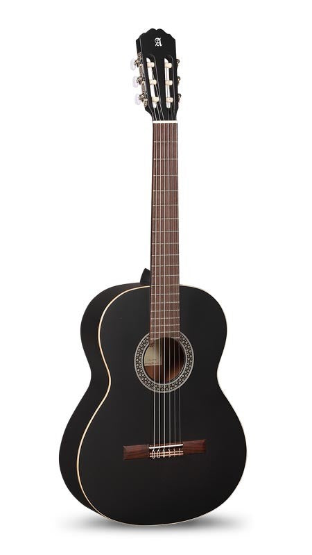 Alhambra 1C Black Satin con Funda Guitarra Española Negra 1