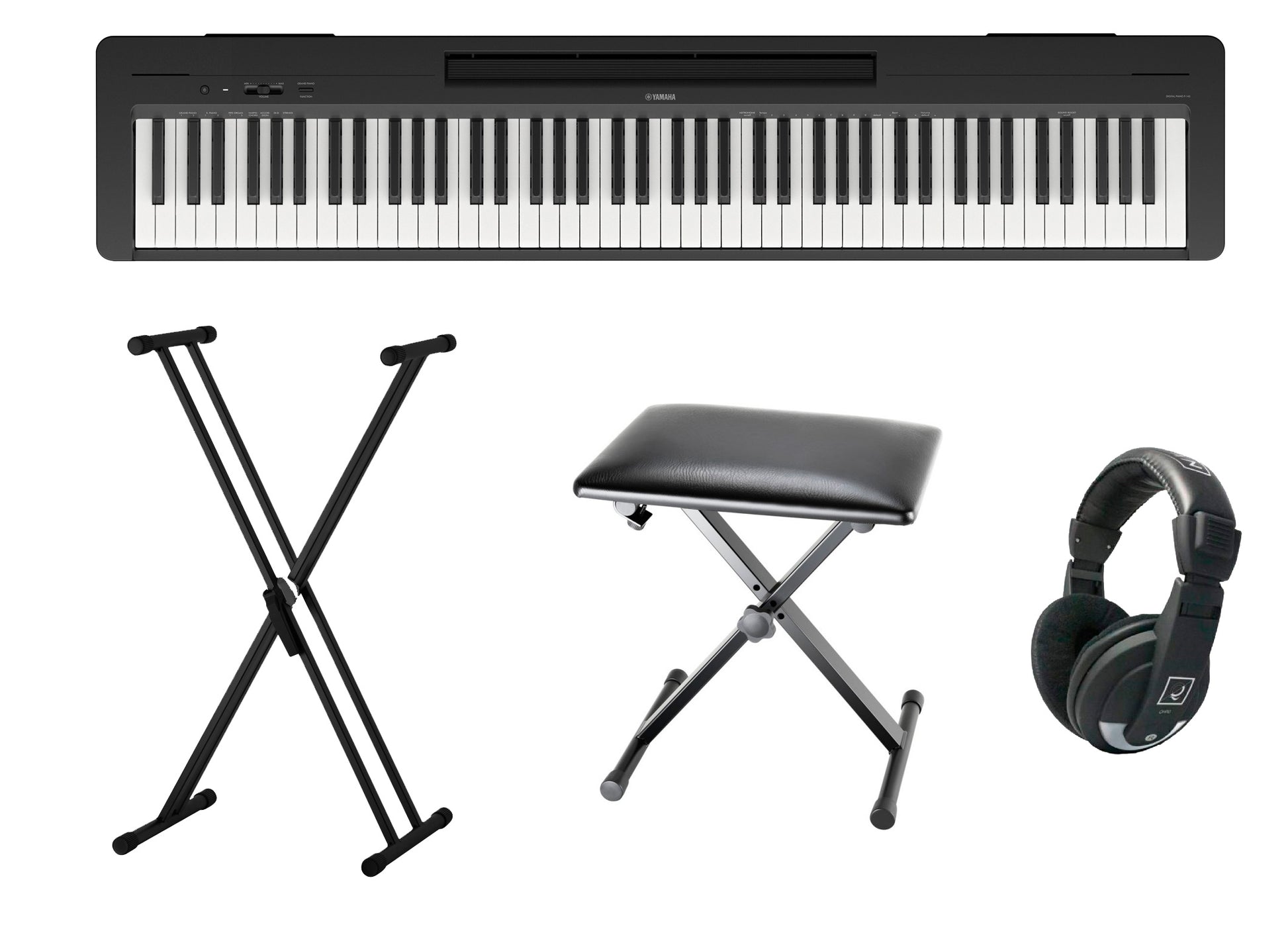 Yamaha -Pack- P145B Piano Digital + Soporte Tijera + Asiento y Auriculares 1