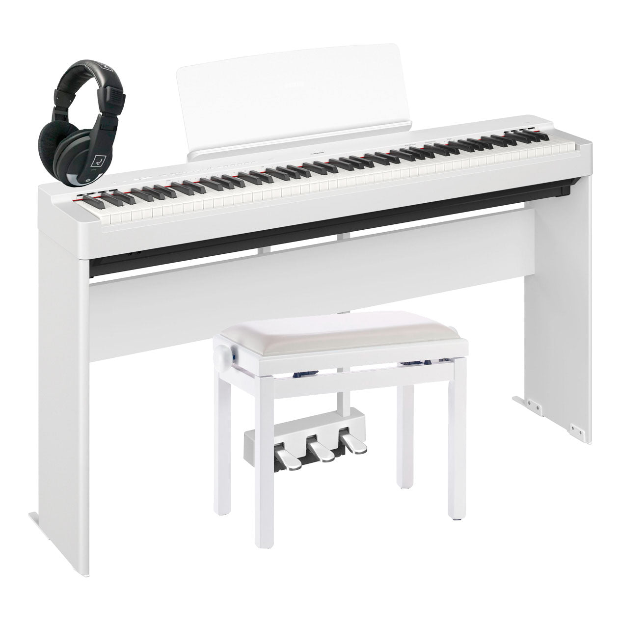 Yamaha -Pack- P225W Piano Digital + Soporte Madera + Pedalera + Banqueta y Auriculares Blanco 1