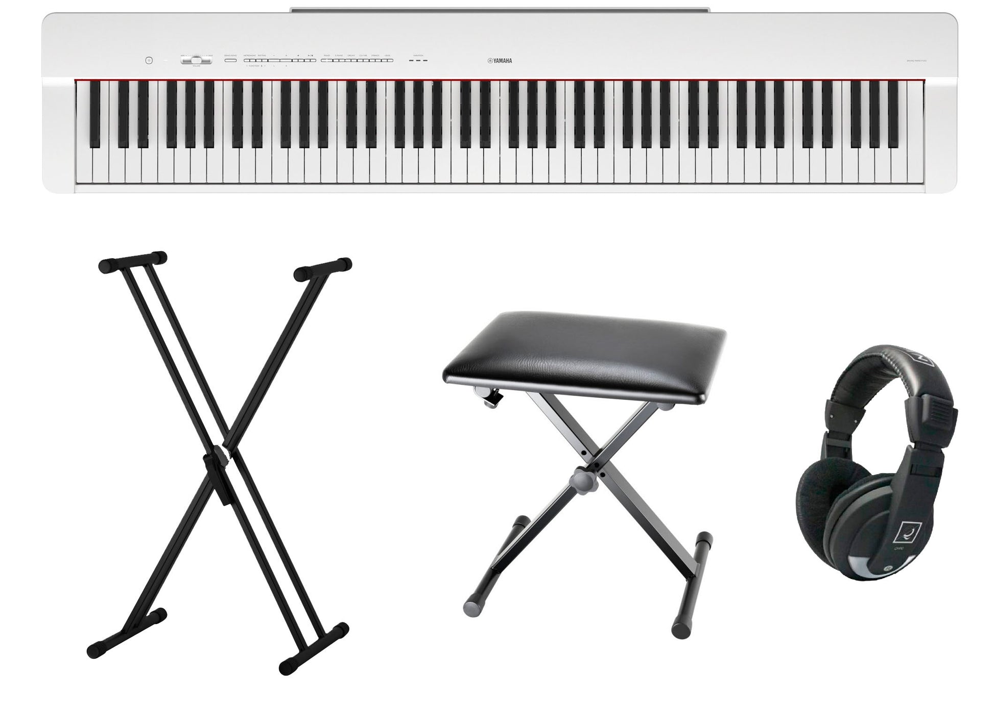 Yamaha -Pack- P225W Piano Digital + Soporte Tijera + Asiento y Auriculares Blanco 1