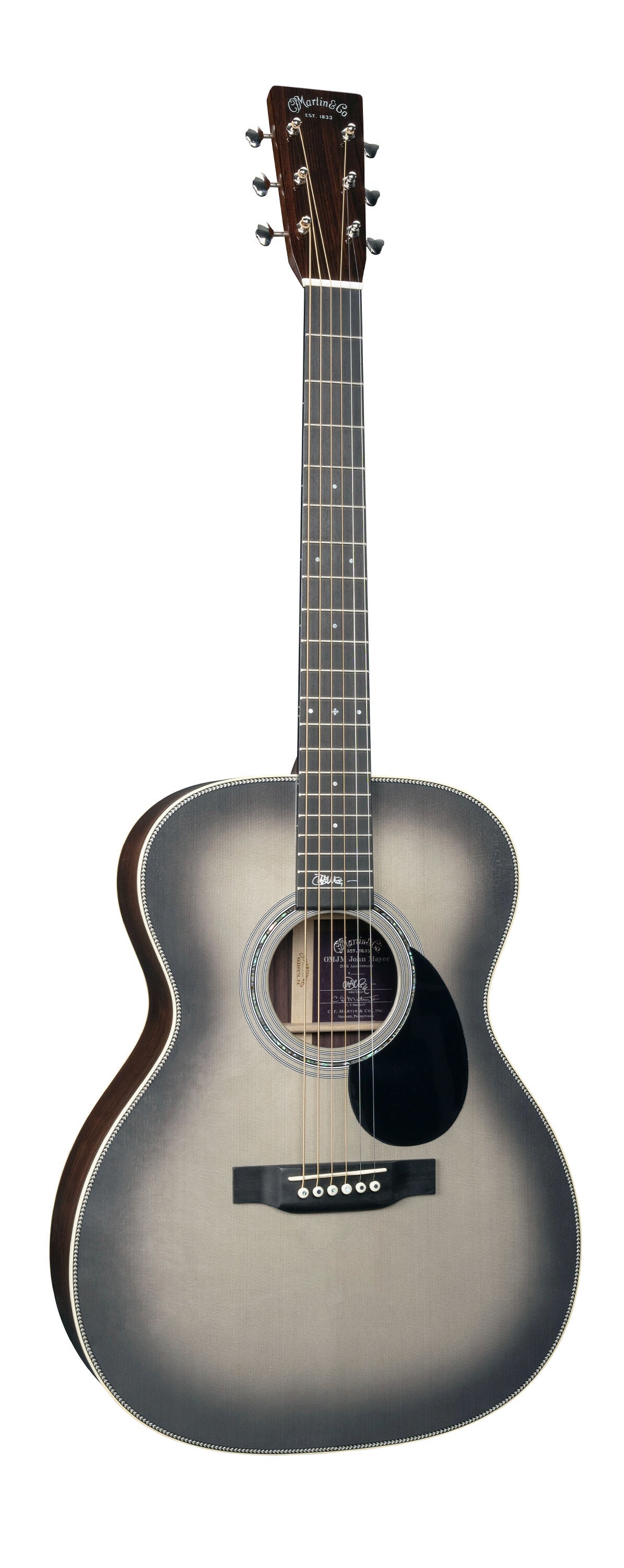 Martin OM-JM John Mayer 20Th Anniversary Guitarra Acústica Orquesta Platinum Gray Burst 2