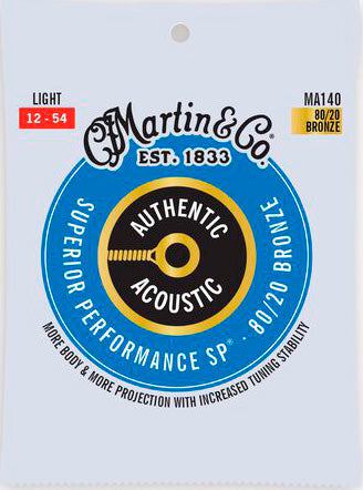 Martin MA140 Authentic SP Bronze 80/20 Light Juego Cuerdas Guitarra Acústica 012-054 1