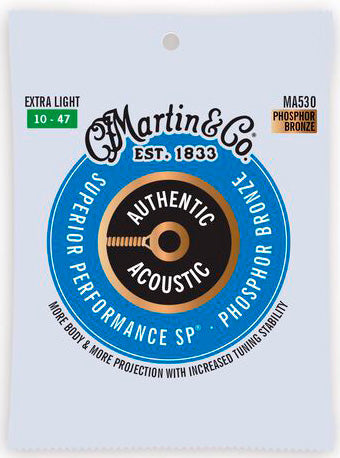 Martin MA530 Authentic SP Phosphor Bronze 92/8 Extra Light Juego Cuerdas Guitarra Acústica 010-047 1