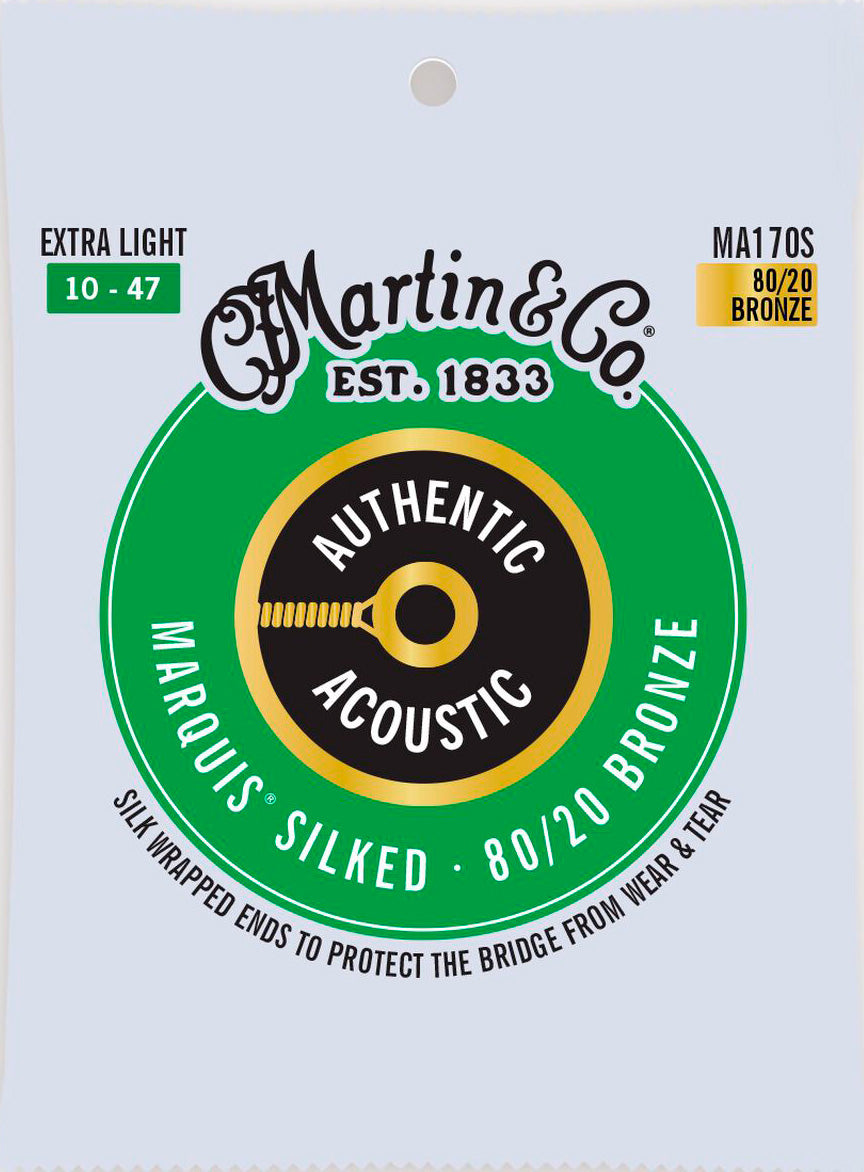 Martin MA170S Authentic Silked Bronze 80/20 Extra Light Juego Cuerdas Guitarra Acústica 010-047 1