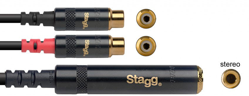 Stagg NYA010 JS2CFR Cable 2 X RCA Hembra a Jack Hembra 10cm 1