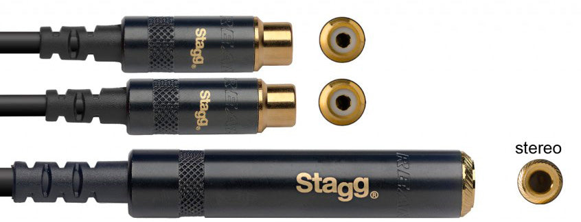 Stagg NYA010 J2CFR Cable 2 X RCA Hembra a Jack Hembra 10cm 1