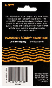 Ernie Ball 5621 Strap Block 4 Enganches Correa Naranja 3