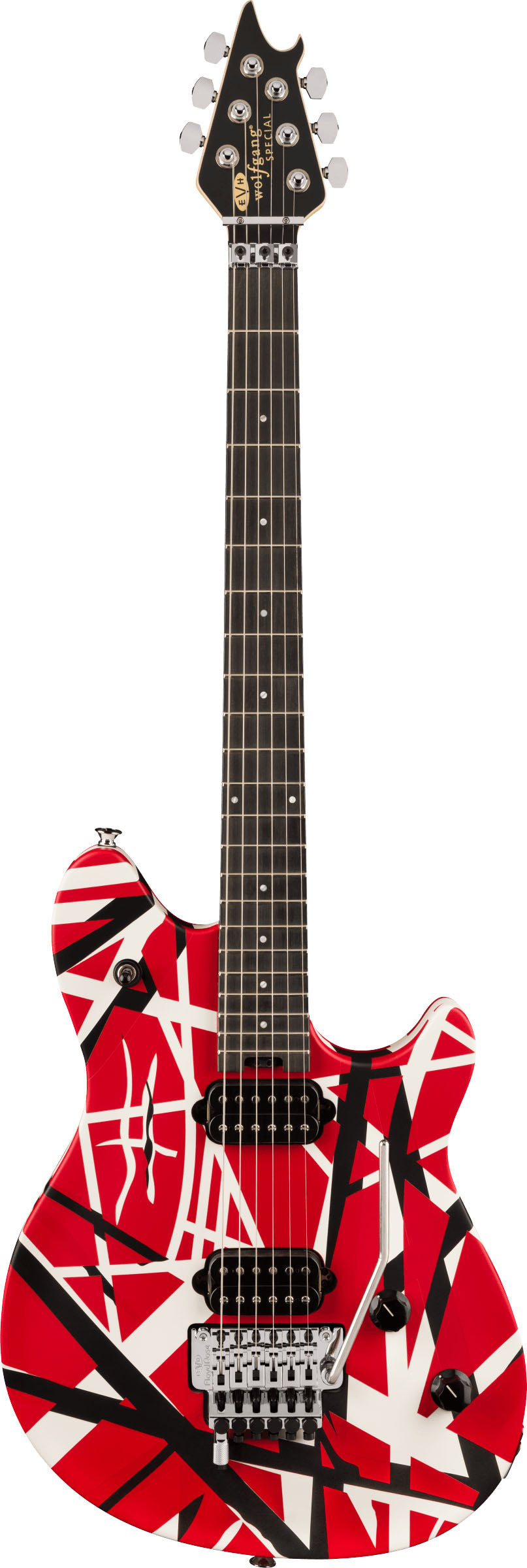 EVH Wolfgang Special Striped EB Guitarra Eléctrica Rojo Negro Blanco 1