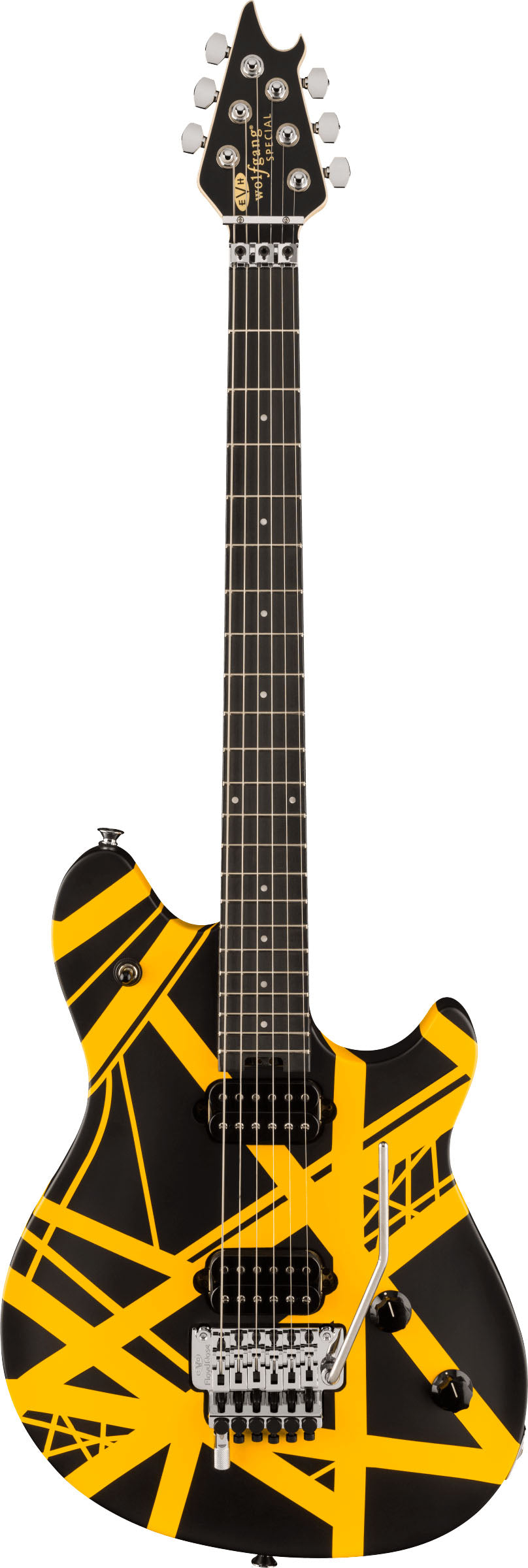 EVH Wolfgang Special Striped EB Guitarra Eléctrica Negro Amarillo 1