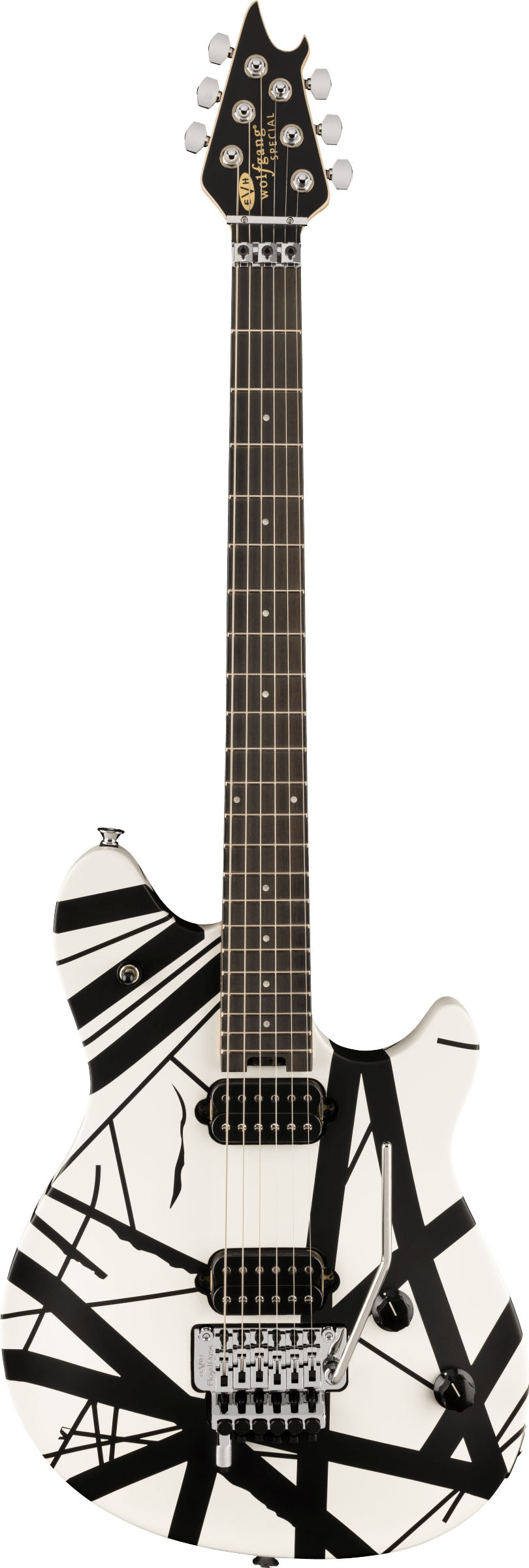 EVH Wolfgang Special Striped EB Guitarra Eléctrica Blanco Negro 1