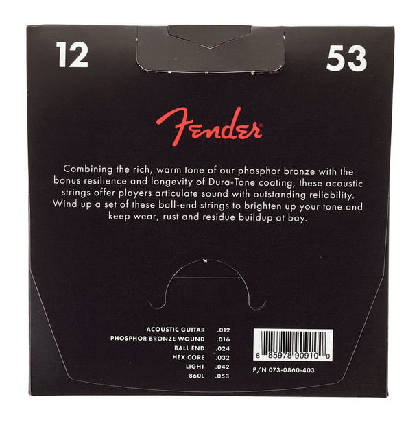 Fender 0730860403 Light 860L Duratone Coated Juego Cuerdas Guitarra Acústica 012-053 2