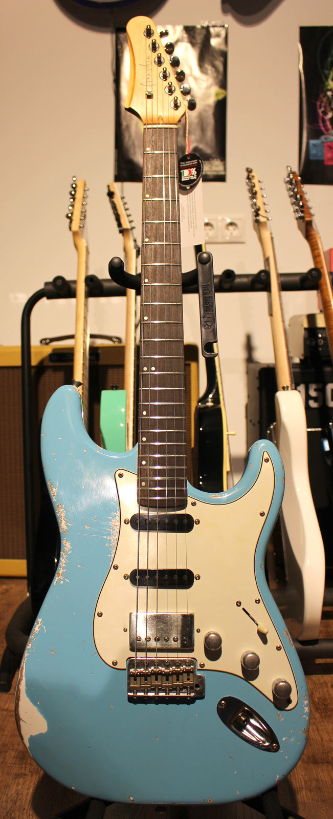 Franchin Guitars Mercury Standard HSS RW Guitarra Eléctrica Daphne Blue Medium Relic 1