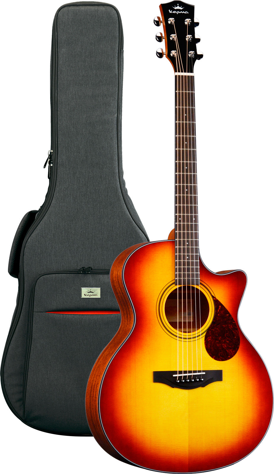 Kepma F0GA CB Solid Top Guitarra Acústica Gran Auditorio Cherry Burst 1