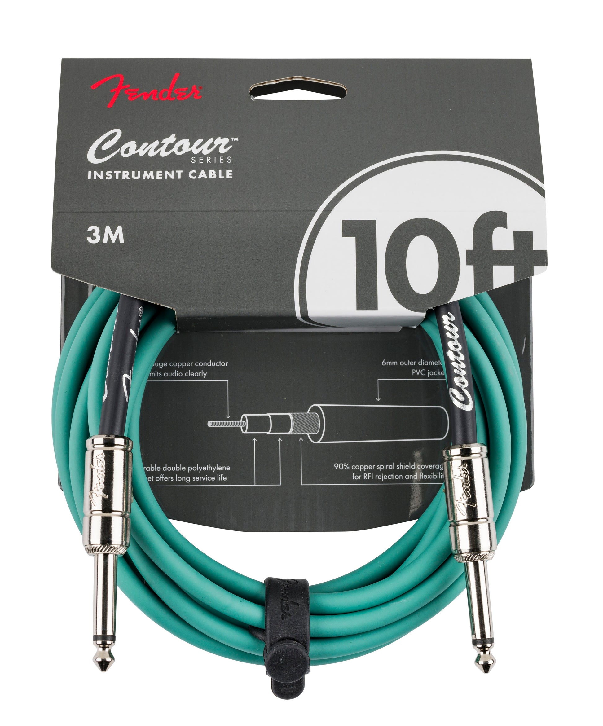 Fender 0990571146 Contour 10 Cable Instrumento 3 Metros Sherwood Green 1