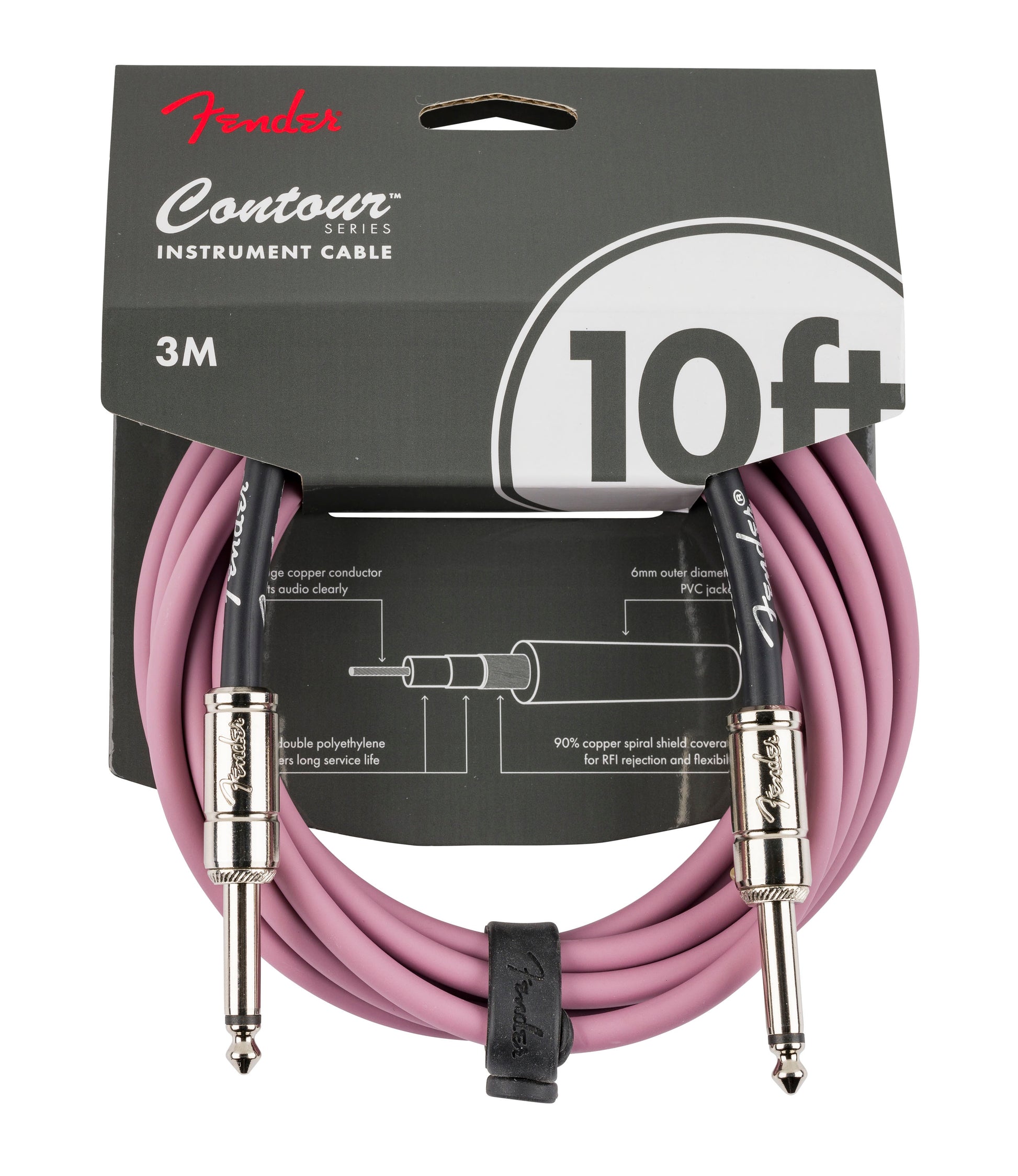 Fender 0990571166 Contour 10 Cable Instrumento 3 Metros Burgundy Mist 1