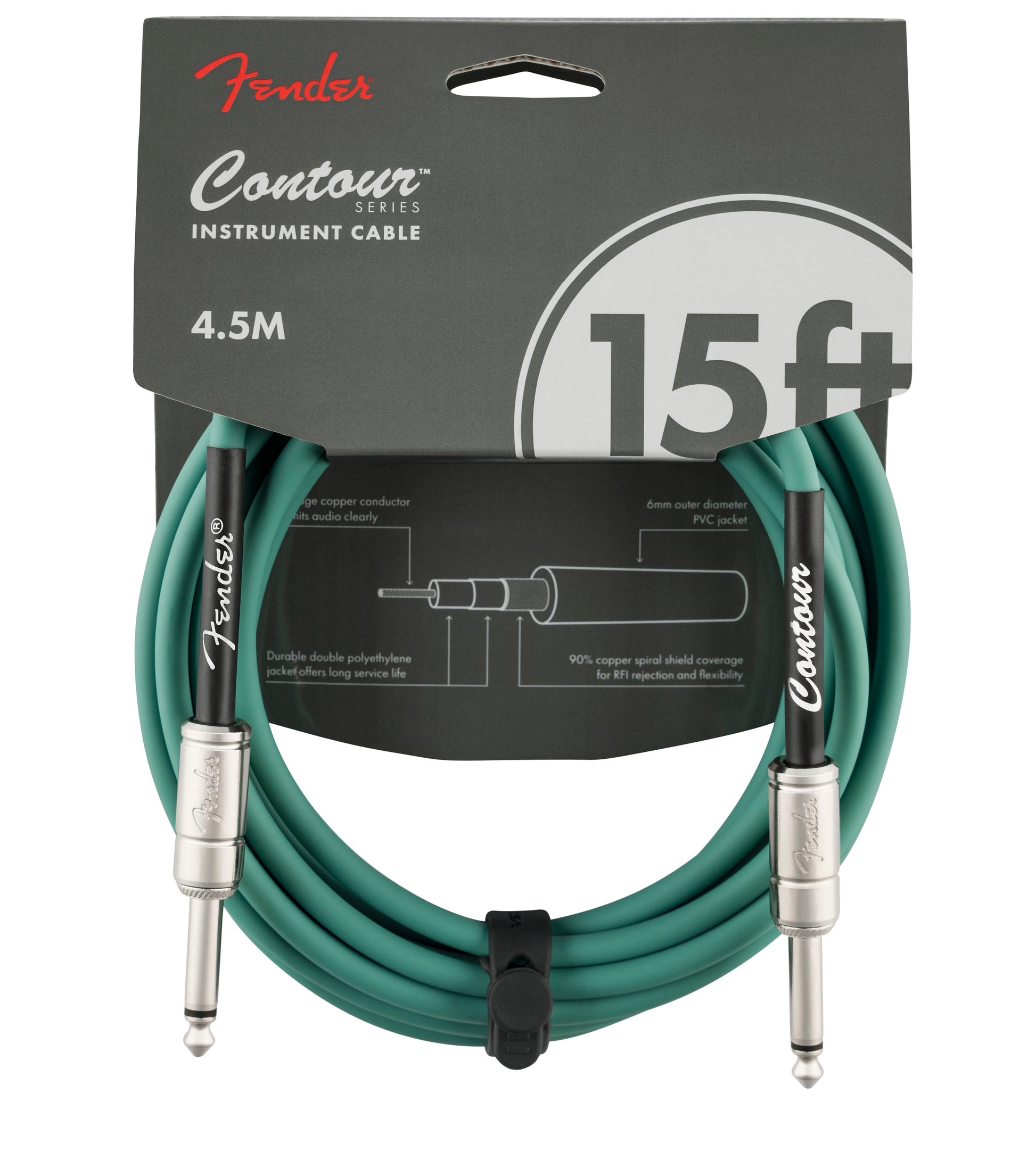 Fender 0990571046 Contour 15 Cable Instrumento 4.5 Metros Sherwood Green 1