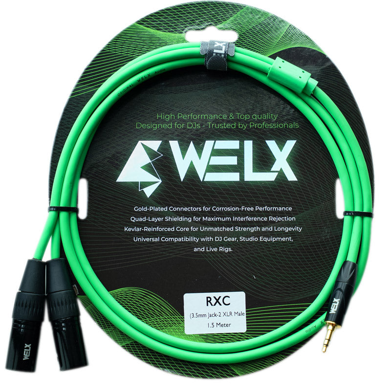 Welx WELXMDKK3YFK GR RXC 2 XLR Macho Minijack 1.5 metros Verde 1