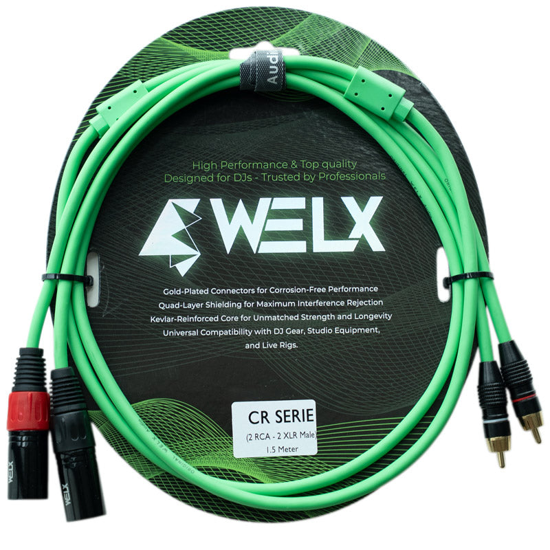 Welx WELXDJUA834U GR CR Cable 2 x RCA Macho 2 XLR Macho 1.5 Metros Verde 1