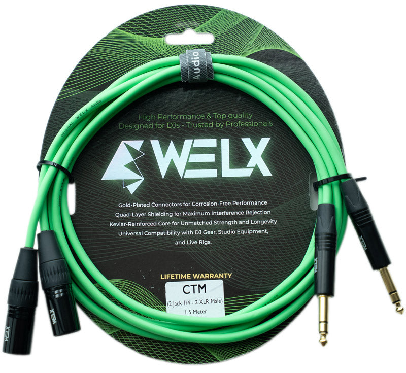Welx WELX96UN1R8B GR CTM Cable 2 XLR Macho A 2 x Jack Balanceado 3 Metros Verde 1