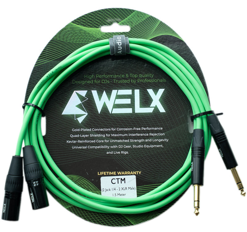 Welx WELX1KRD9J4U GR CTM Cable 2 XLR Macho a 2 x Jack Balanceado 1.5 Metros Verde 1