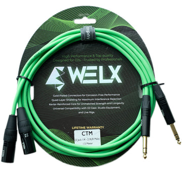 Welx WELX1KRD9J4U GR CTM Cable 2 XLR Macho a 2 x Jack Balanceado 1.5 Metros Verde 1