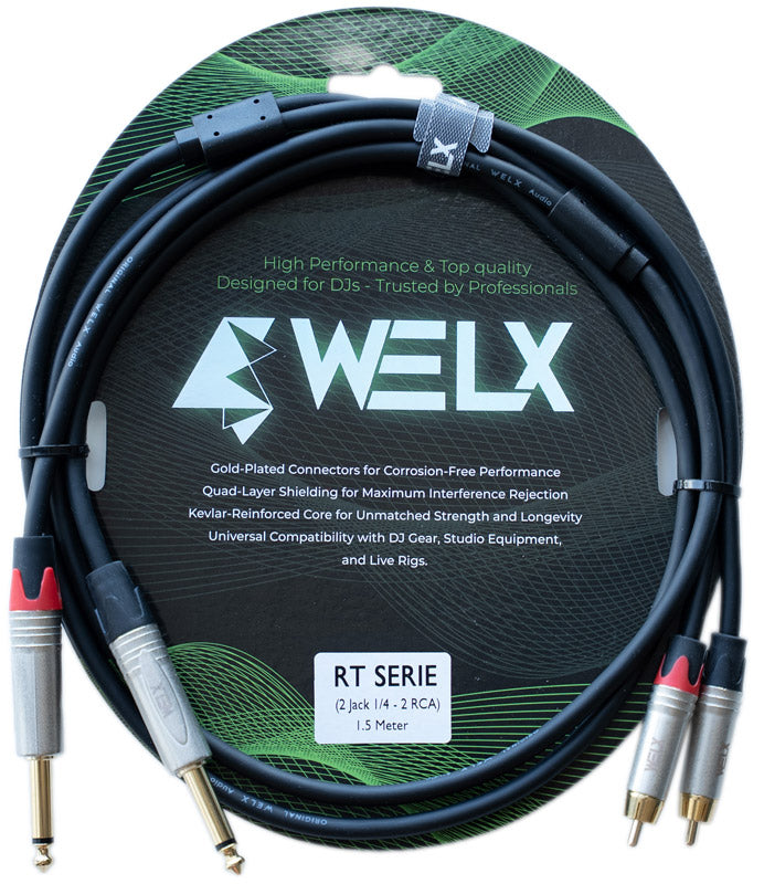 Welx WELX70FI1XDW BLK RT Cable 2Xrca 2Xjack 1.5 Metros Negro 1