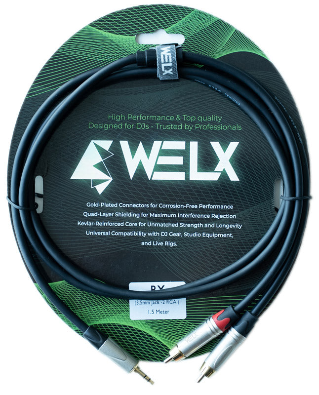 Welx WELXJ064GHIT BLK RX Cable 2 x RCA Minijack 1.5 Metros Negro 1