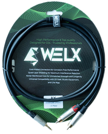 Welx WELXJ064GHIT BLK RX Cable 2 x RCA Minijack 1.5 Metros Negro 1