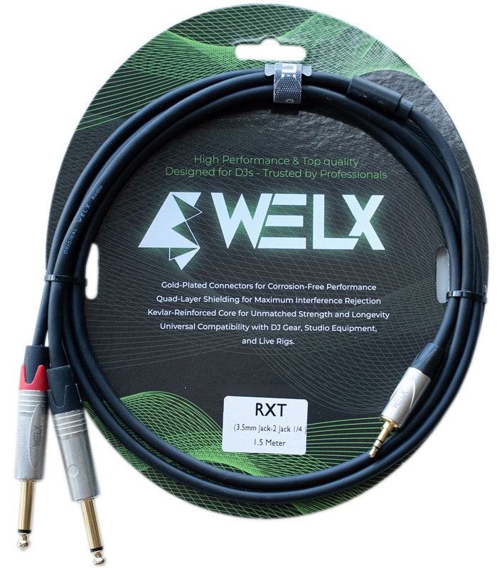 Welx WELXKN3KOJZ2 BLK RXT Cable 2 x Jack Minijack 1.5 Metros Negro 1
