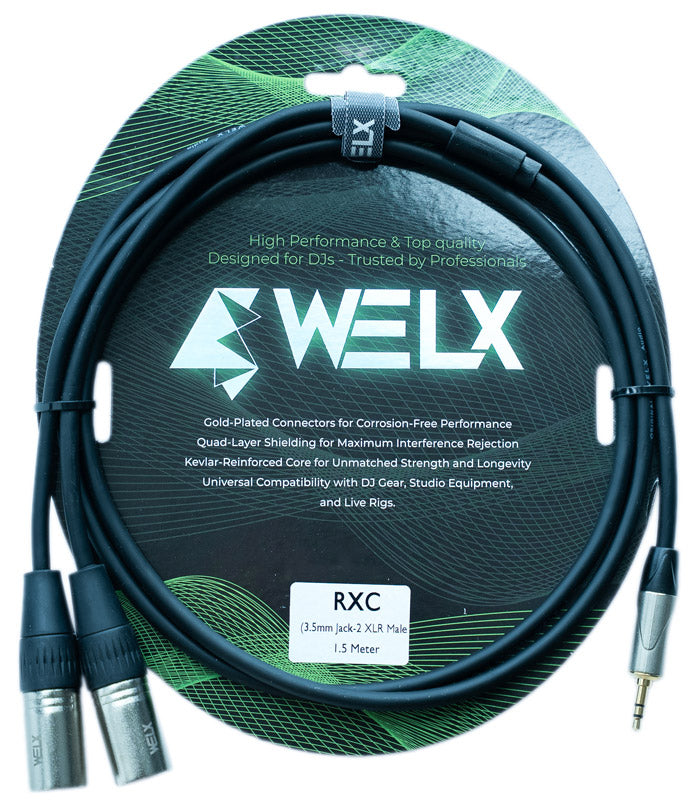 Welx WELXRR2O909N BLK RXC Cable 2 XLR Macho Minijack 1.5 Metros Negro 1